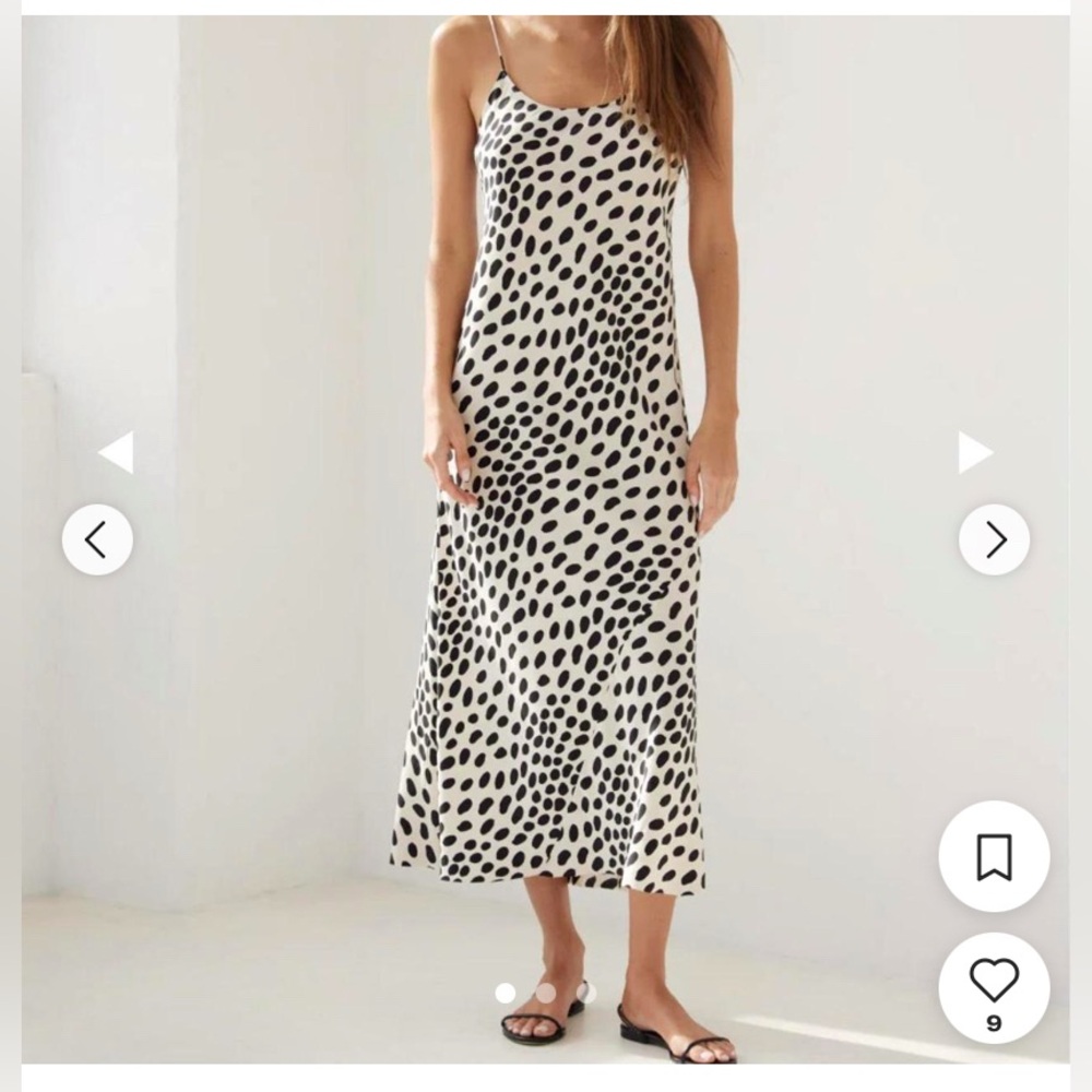AYR Black and White Spotted Silk Maxi Dress
